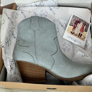 Indigo Rd. Women's Light Blue Ankle Cowboy Booties